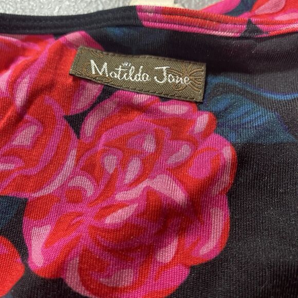 MATILDA JANE Dress Floral Mesh Overlay Tiered Long Sleeve Fitted NWT XS Black - Picture 11 of 13